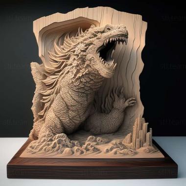 3D model godzilla on stand (STL)